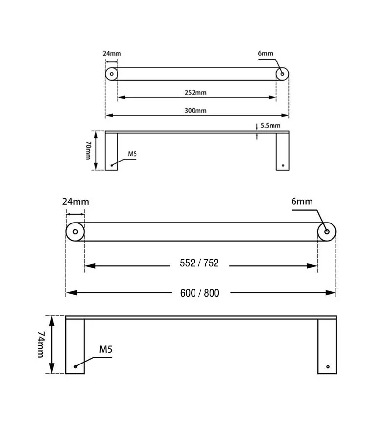 Esperia Single Towel Rail Specification