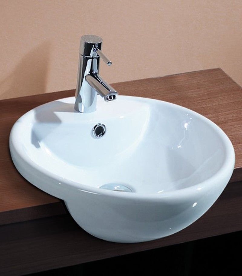 430 x 430 x 150mm Semi-Recessed Gloss White Ceramic Basin