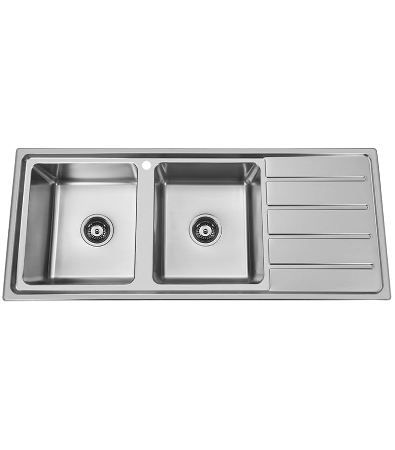 Tradi Double Bowls Sink 1200mm With Drainerboard On Side BK120LHB