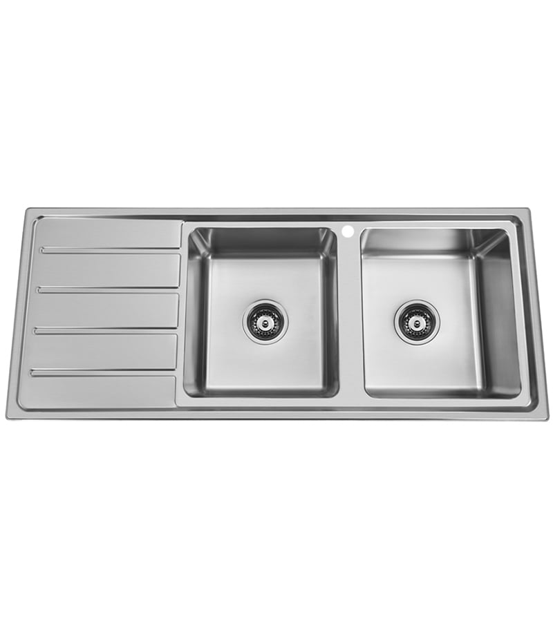 Tradi Double Bowls Sink 1200mm With Drainerboard On Side BK120RHB