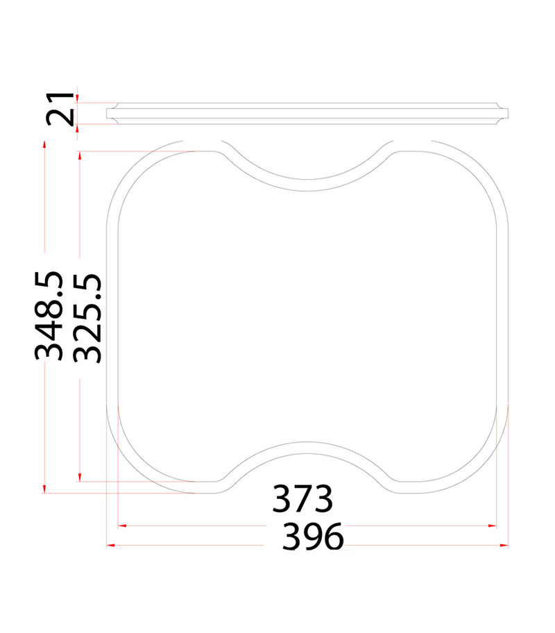 Technical Drawing For Kitchen Chopping Board 396mm CB212