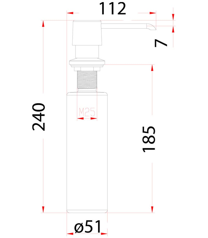 Technical Drawing For Sink Soap Dispenser CN010