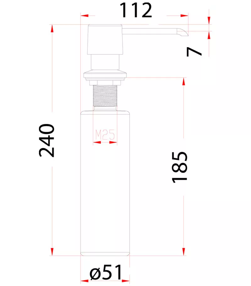 Technical Drawing For Sink Soap Dispenser CN010