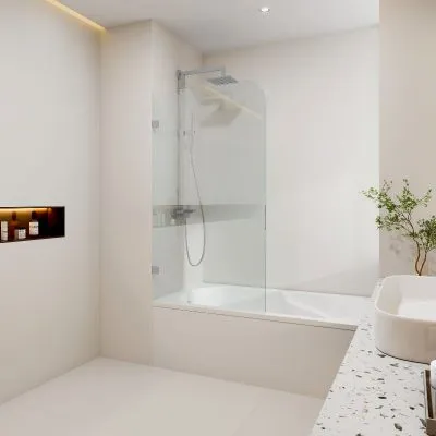 10mm Glass Fixed Single Panel Bath Screen Chrome