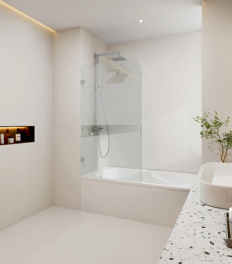10mm Glass Fixed Single Panel Bath Screen Chrome