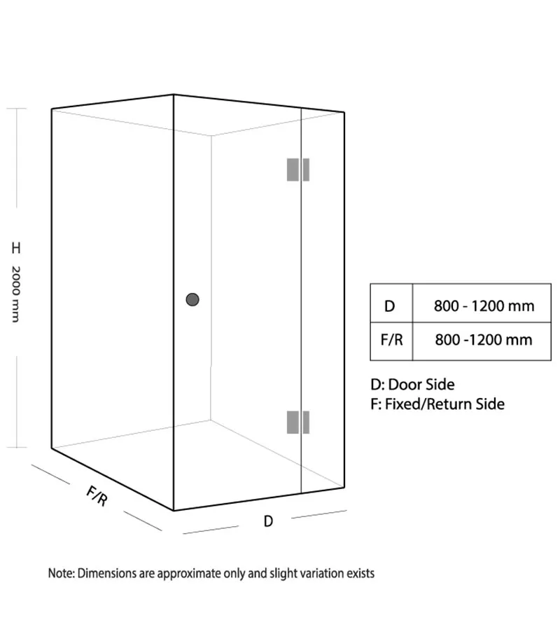 Square / L Shape Frameless Shower Screen CVP062 Specification