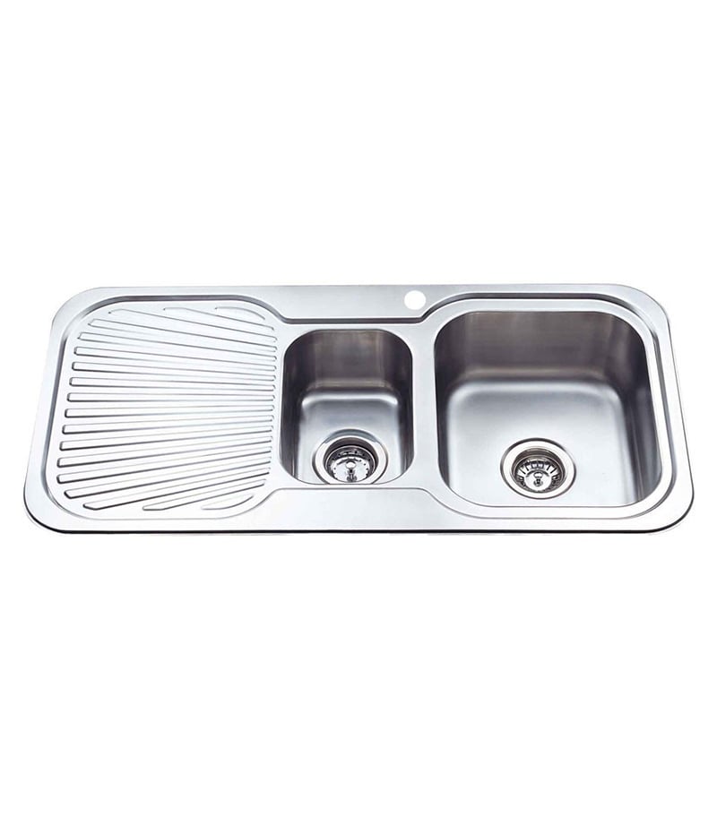 Cora Chrome 1 And 1/2 Bowls Sink 980mm With Drainerboard On Side P980RHB
