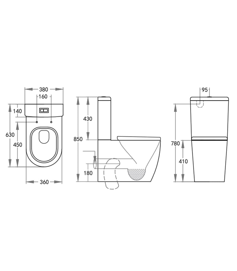Reno 023 Wall Faced Universal Toilet Suite Specification