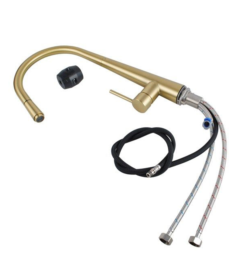 Pentro Brushed Yellow Gold Pull Out Kitchen Mixer
