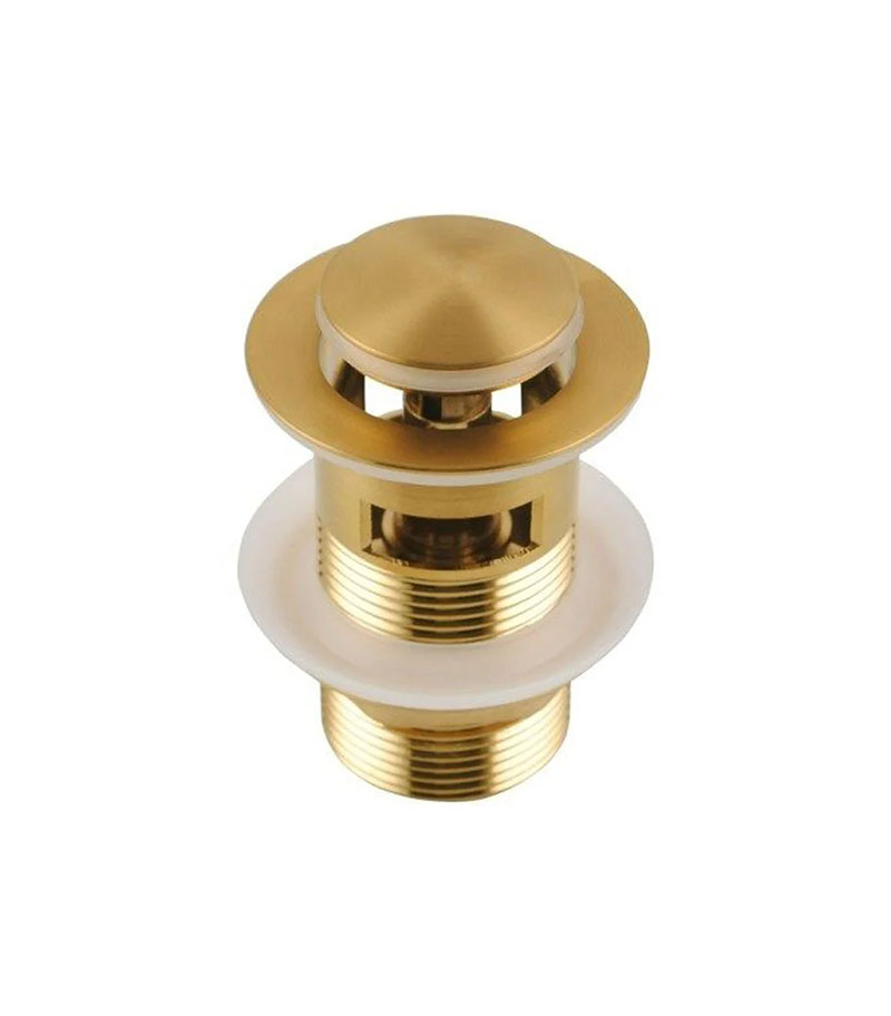 Aqua 32/40mm Pop Up Basin Waste With Overflow - Brushed Yellow Gold Pop-up View