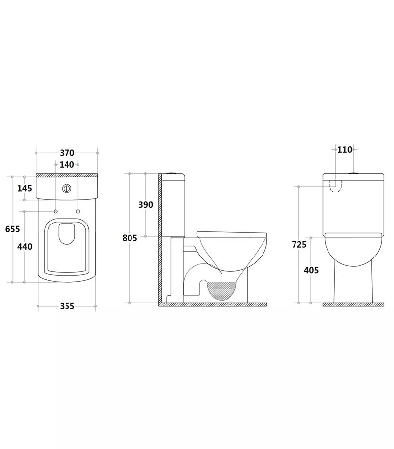 Reno 006 S-Trap Close Coupled Toilet Suite