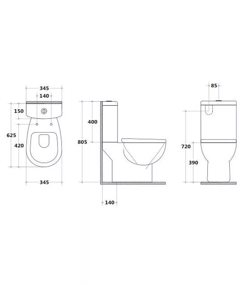 Reno 009 Mini Close Coupled Toilet Suite