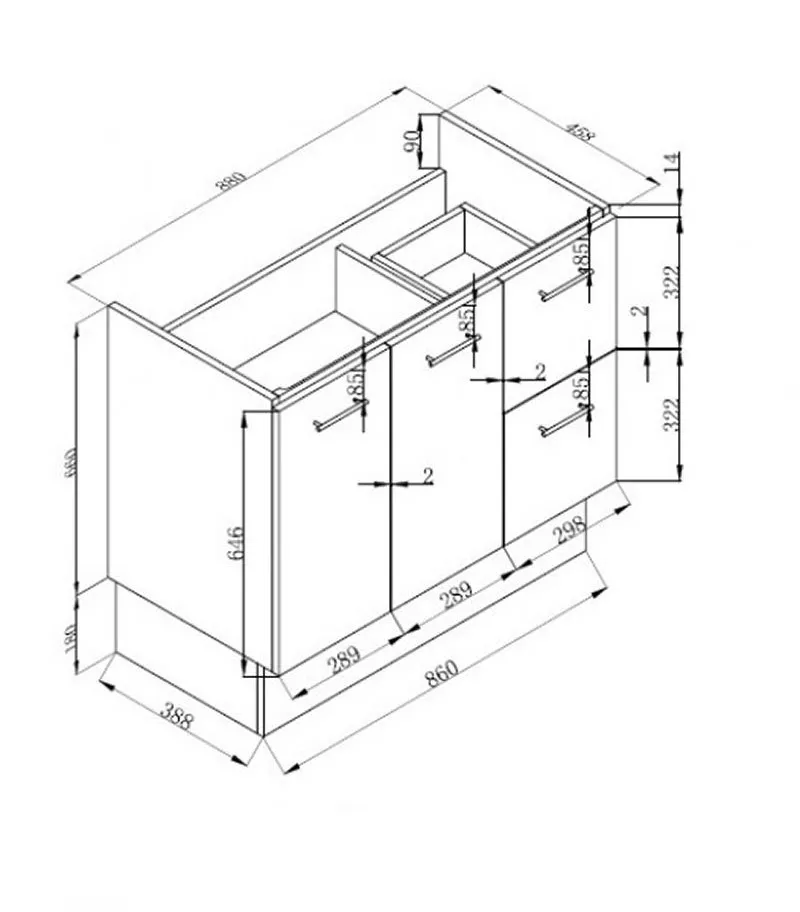 Technical Drawing For Reno 2 Ceramic Top 900mm MDF Freestanding Vanity Technical Drawing For Reno 2 Ceramic Top 900mm MDF Freestanding Vanity
