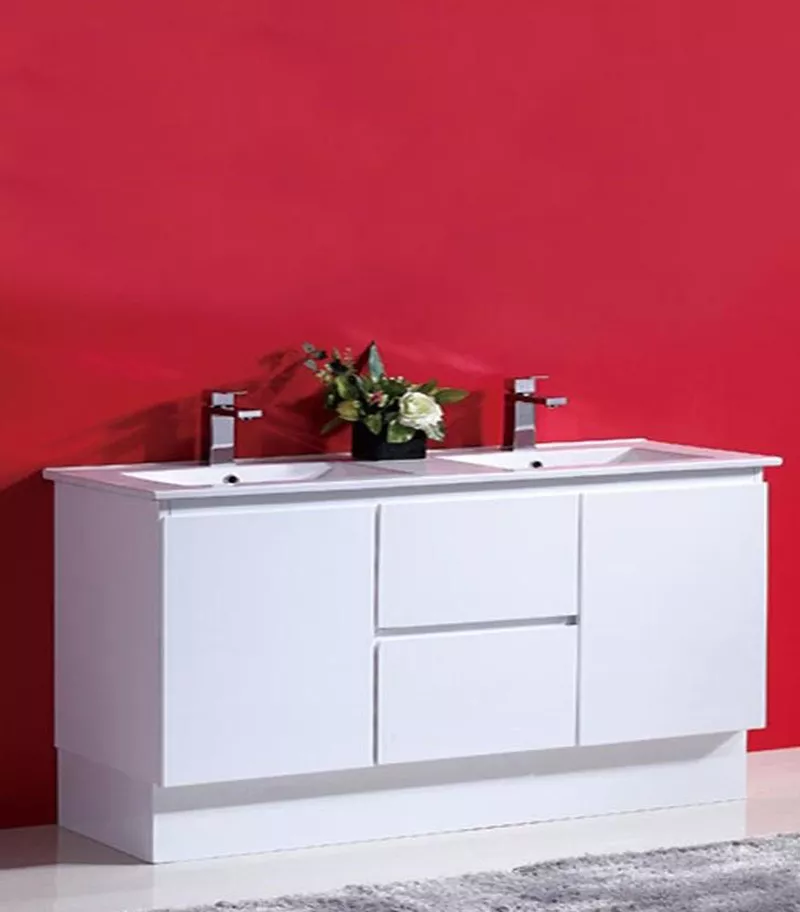 Reno 3 Double Bowl Ceramic Top Vanity With Kickboard 1500mm