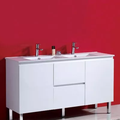 Reno 3 Double Bowl Ceramic Top Vanity With Legs 1500mm