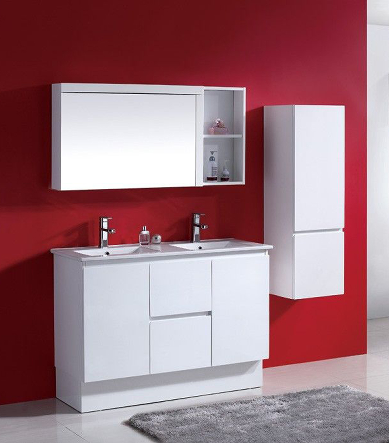 Reno 3 Double Bowls Ceramic Top 1200mm Freestanding Vanity With Kickboard