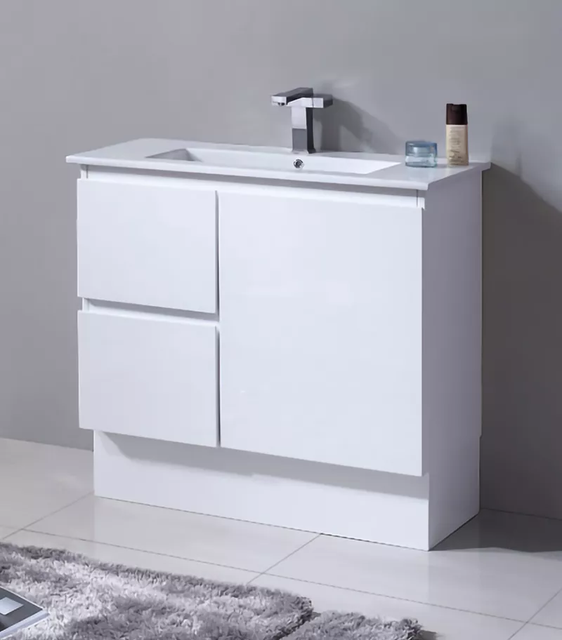 900mm x 360mm x 830mm Reno 1 Narrow Ceramic Top Vanity Legs or Kickboard RW154-900LHD 900mm x 360mm x 830mm Reno 1 Narrow Ceramic Top Vanity Legs or Kickboard RW154-900LHD