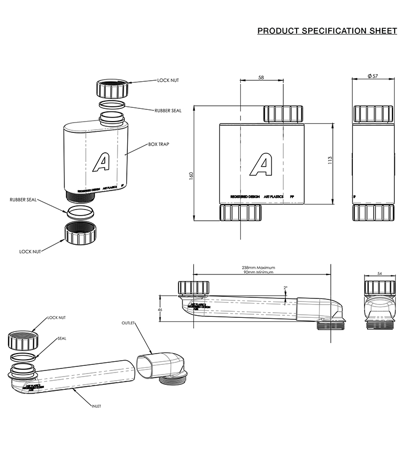 Box Trap & Space Saver Kit 40mm 35122 Spec sheet