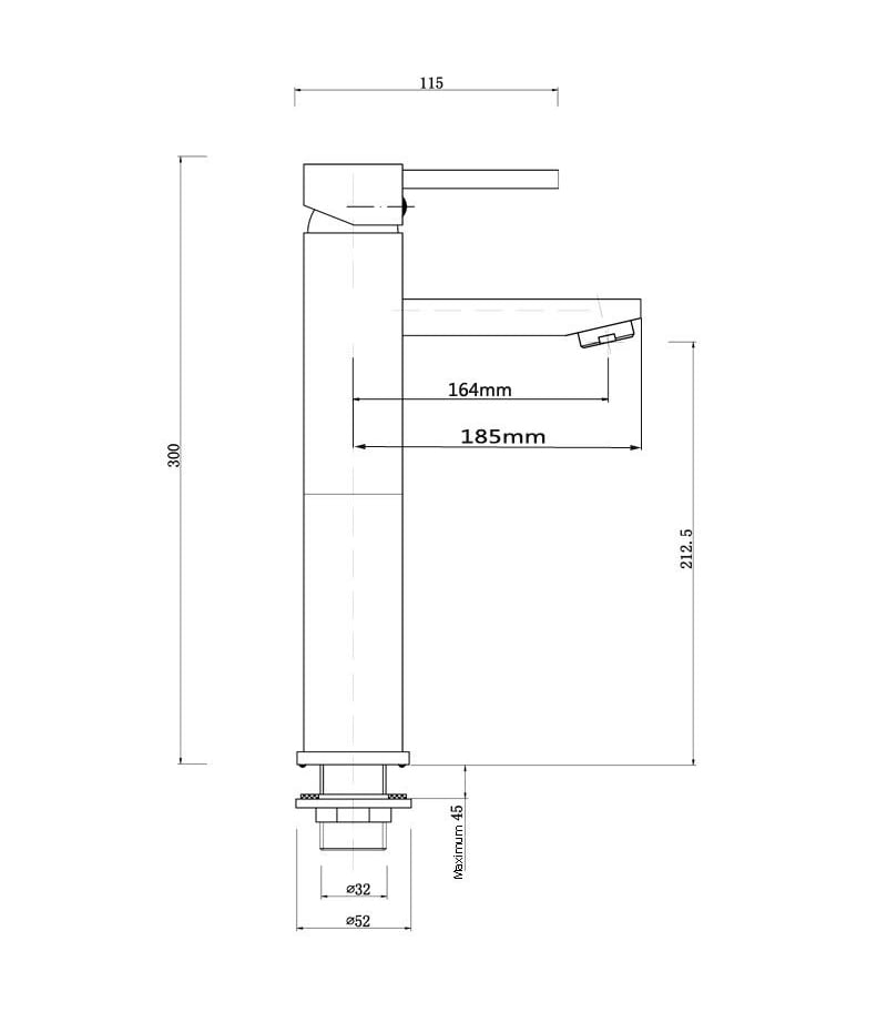Specification For Pentro Tall Basin Mixer