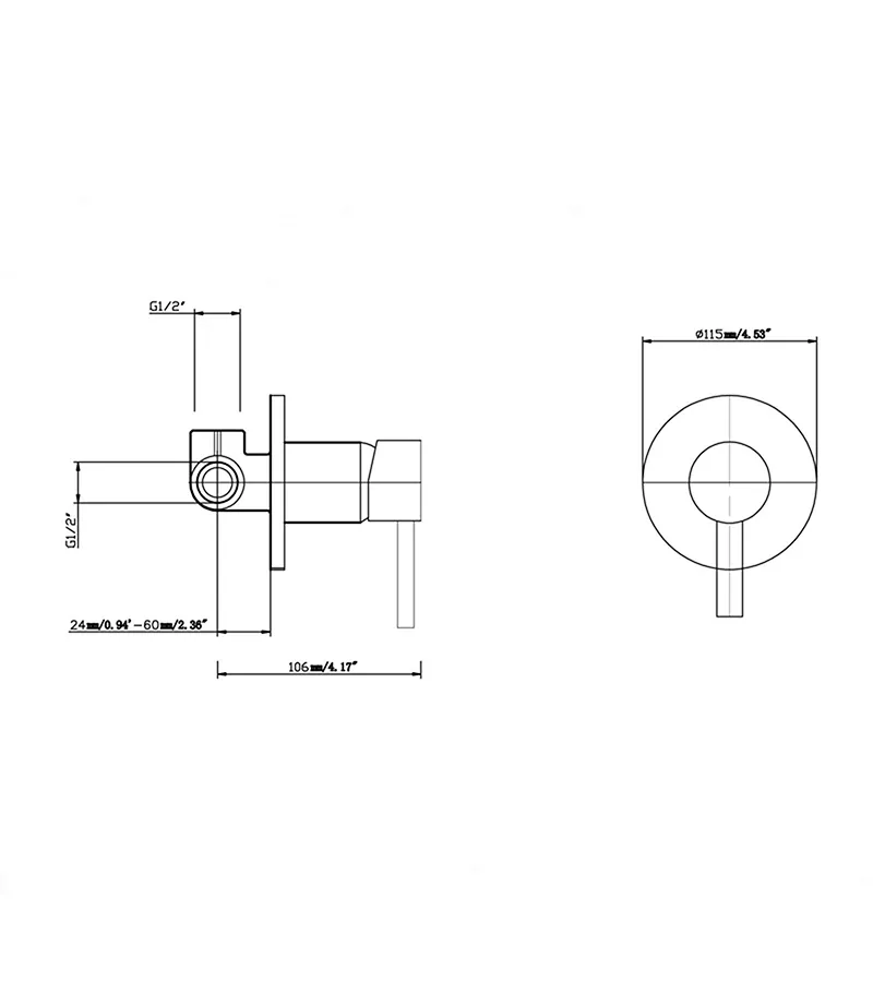 Specification For Pentro Wall Mixer With Diverter