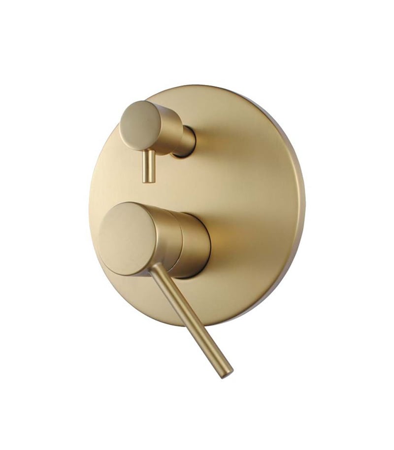 Pentro Brushed Yellow Gold Wall Mixer With Diverter