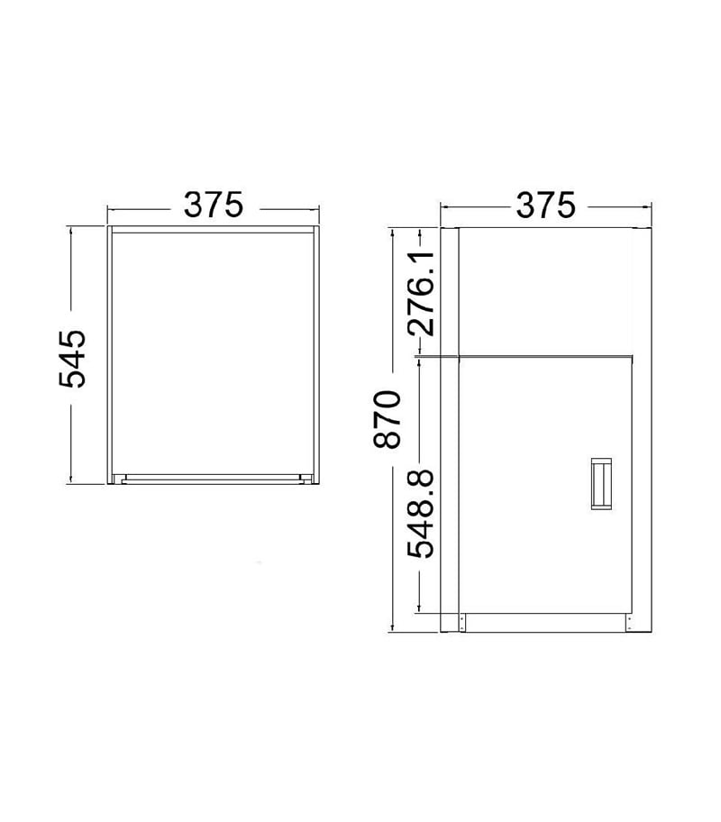 30L Compact Laundry Tub Cabinet Technical Drawing