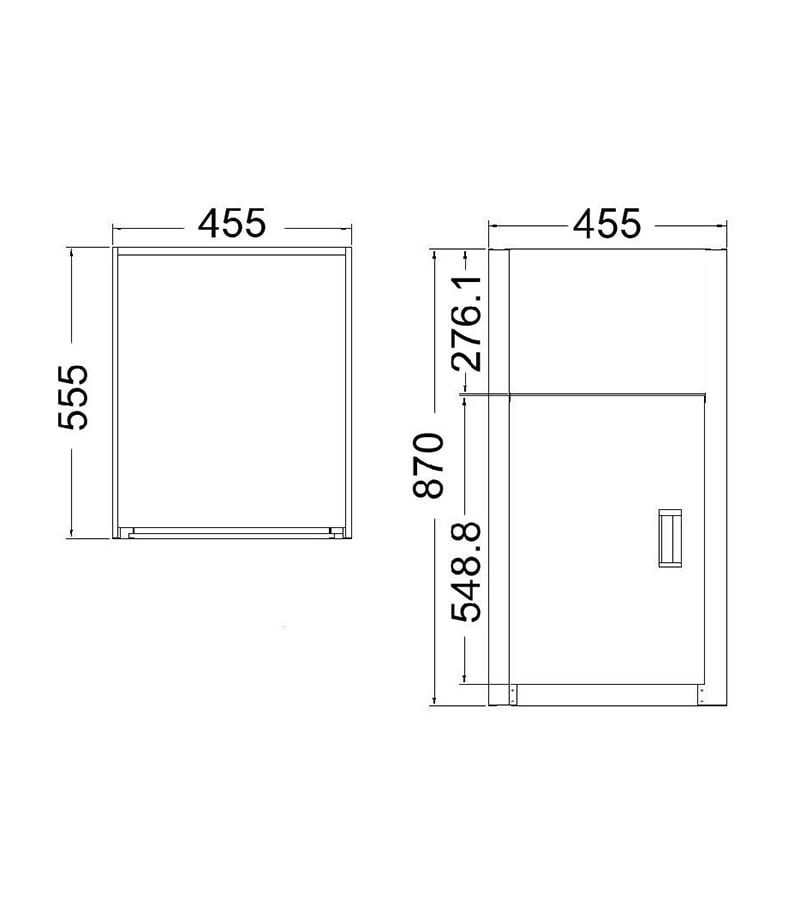35L Compact Laundry Tub Cabinet Technical Drawing
