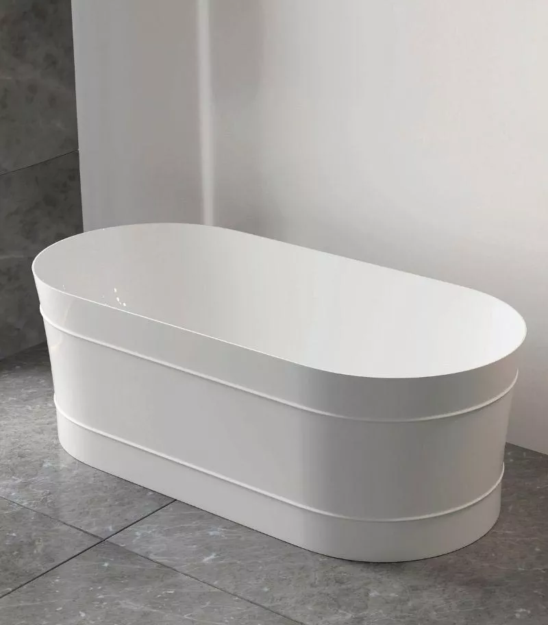 Bondi Freestanding Bath - Gloss White Sideview