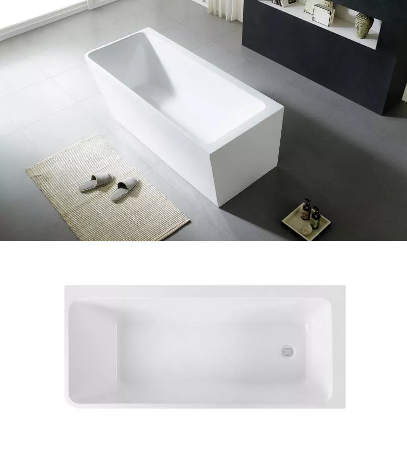 Avis Back To Wall Freestanding Bathtub Right Corner - Gloss White Topview