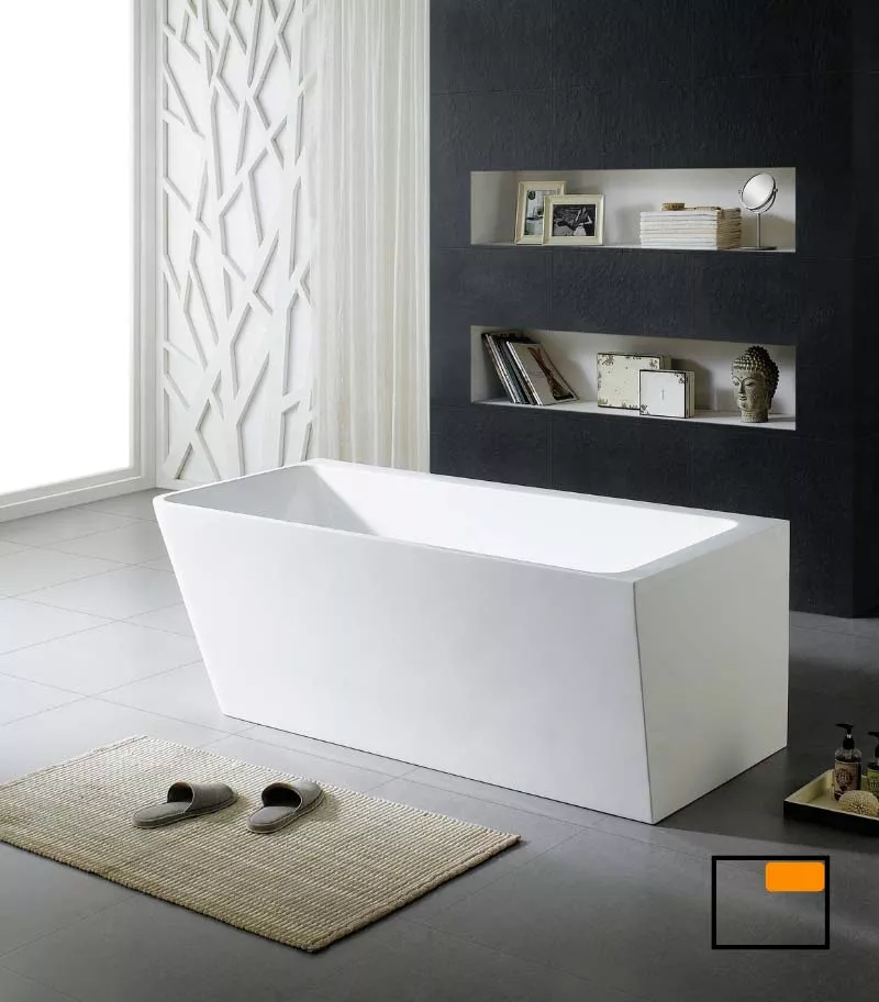 Avis Back To Wall Freestanding Bathtub Right Corner - Gloss White