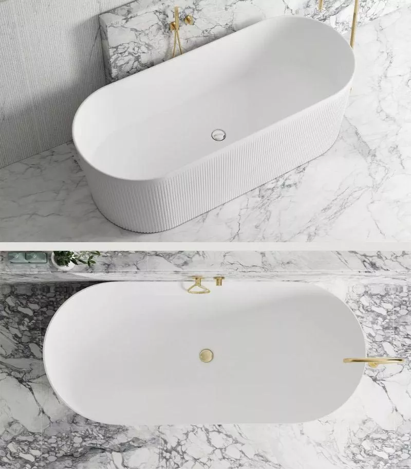 Noosa Freestanding Bath - Matt White Topview