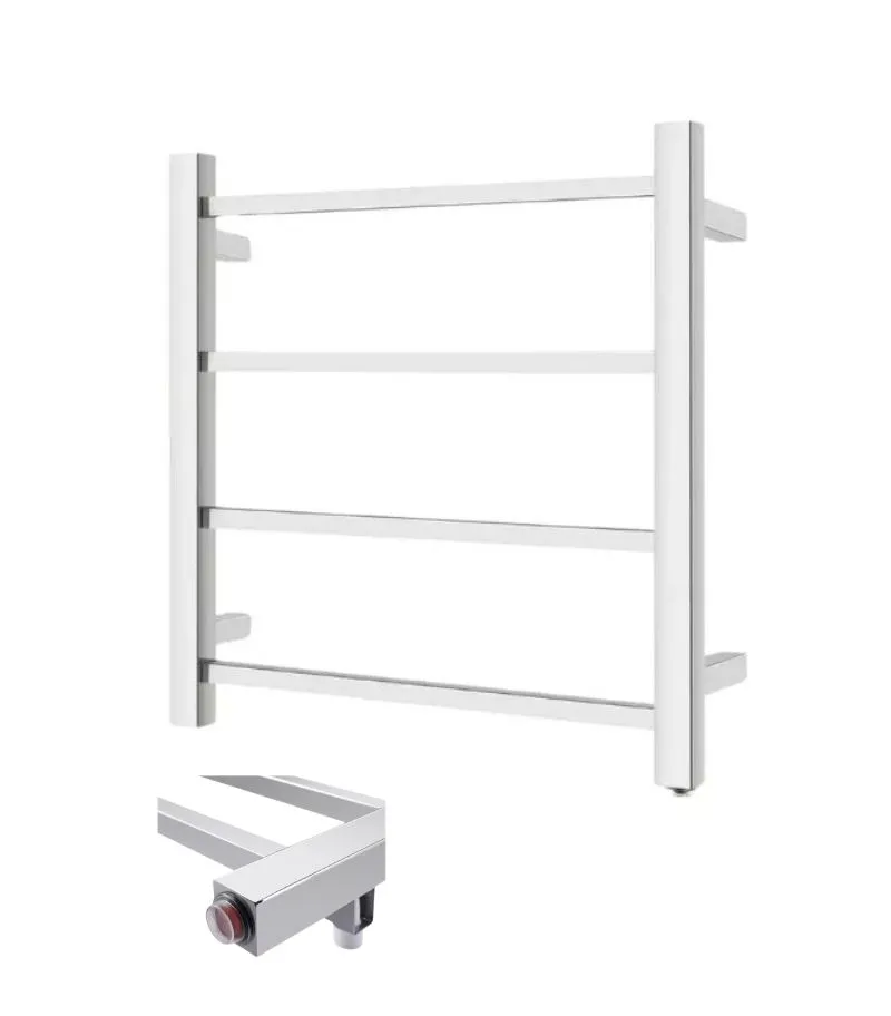 Aqua 4-Bar Square Heated Towel Rack - Chrome