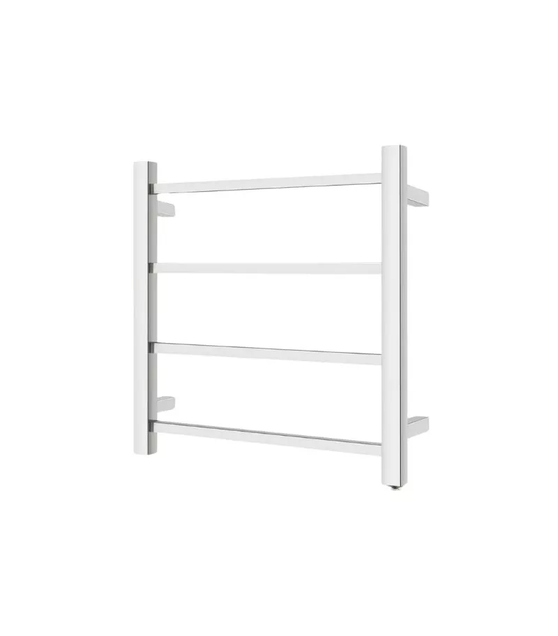 Aqua Square Chrome Heated Towel Rack 4 Bars Sideview