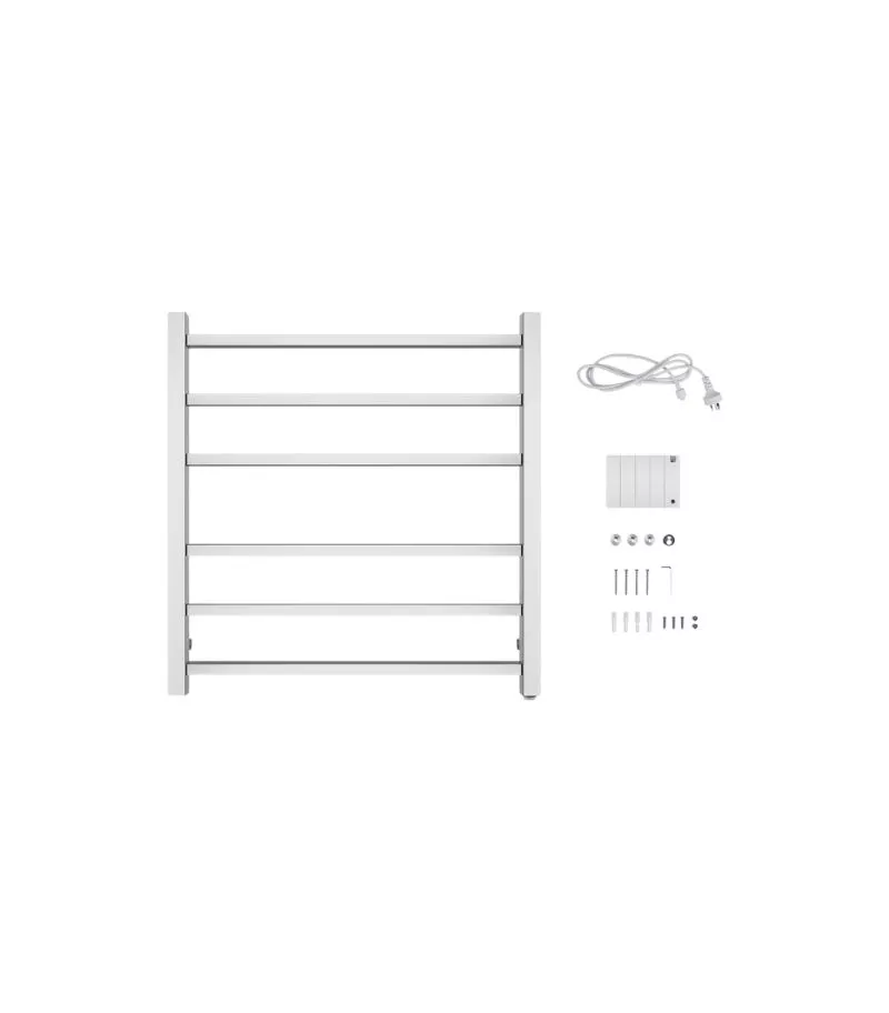 Aqua Square Chrome Heated Towel Rack 6 Bars