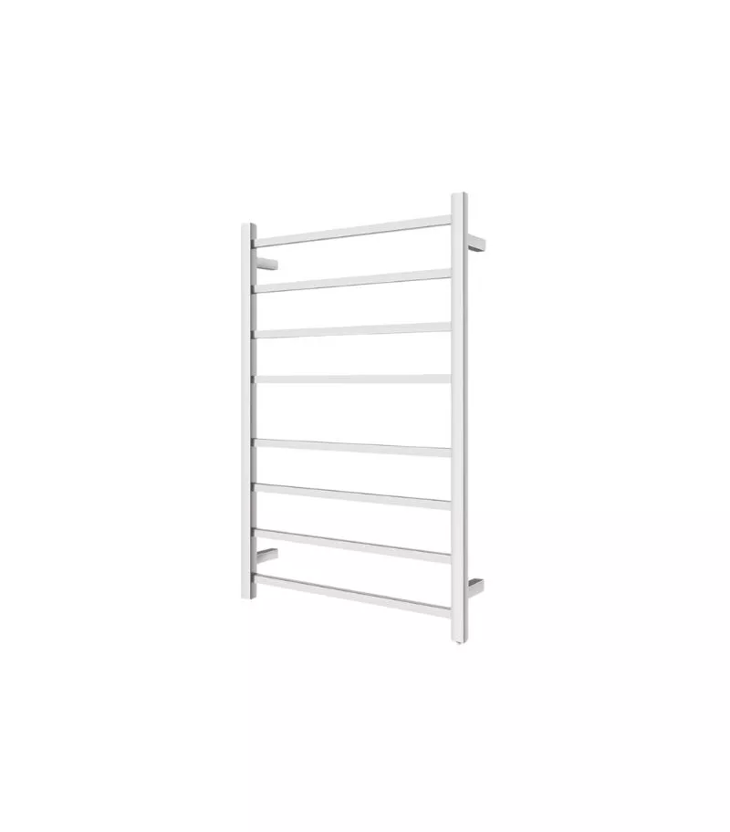 Aqua Square Chrome Heated Towel Rack 8 Bars Sideview