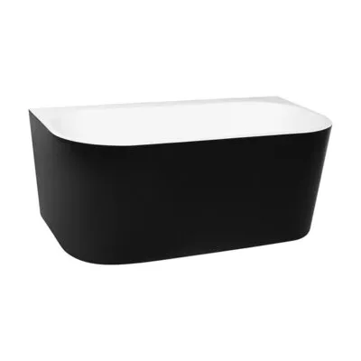 Elivia Back To Wall Freestanding Bath - Gloss Black And White