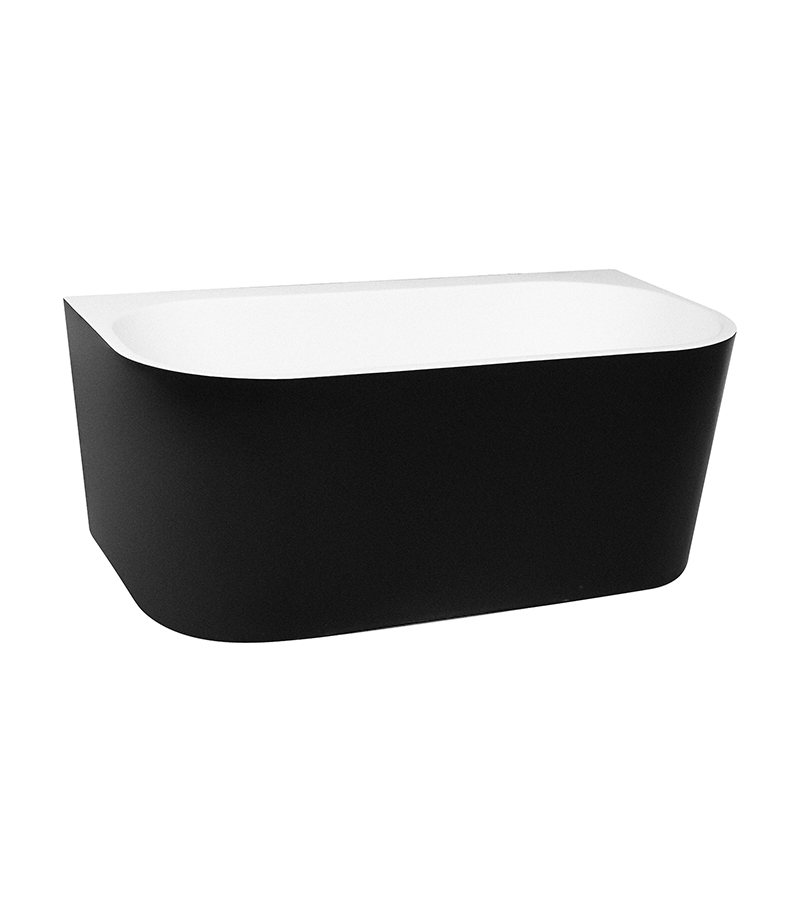 Elivia Back To Wall Freestanding Bath - Gloss Black And White