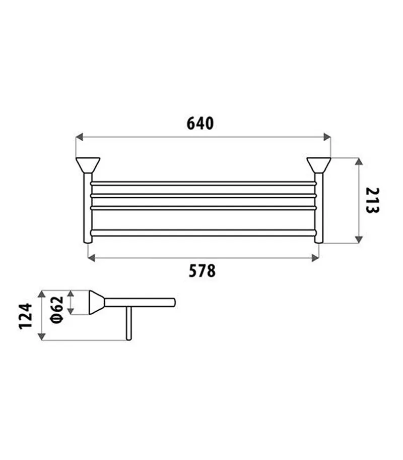 Kirra Chrome Bath Towel Rack 640mm