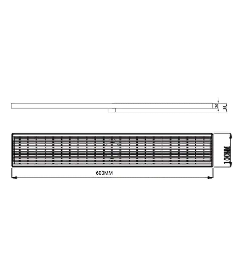Specification For Linear 600mm Stainless Steel Floor Grate
