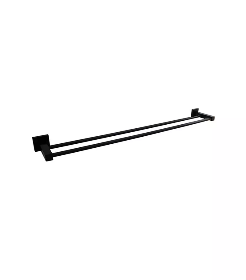 Lauren Matt Black Double Towel Rail 780mm