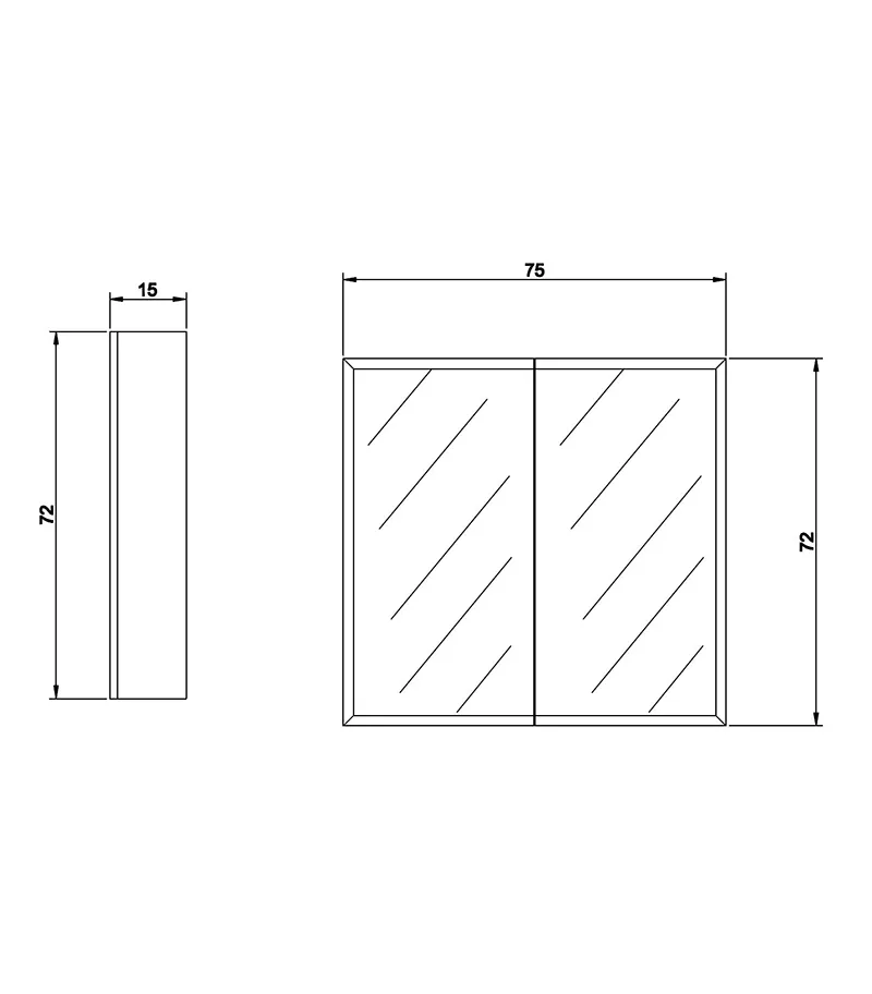 Bevel Edge MDF Gloss White 750mm X 720mm Shaving Cabinet