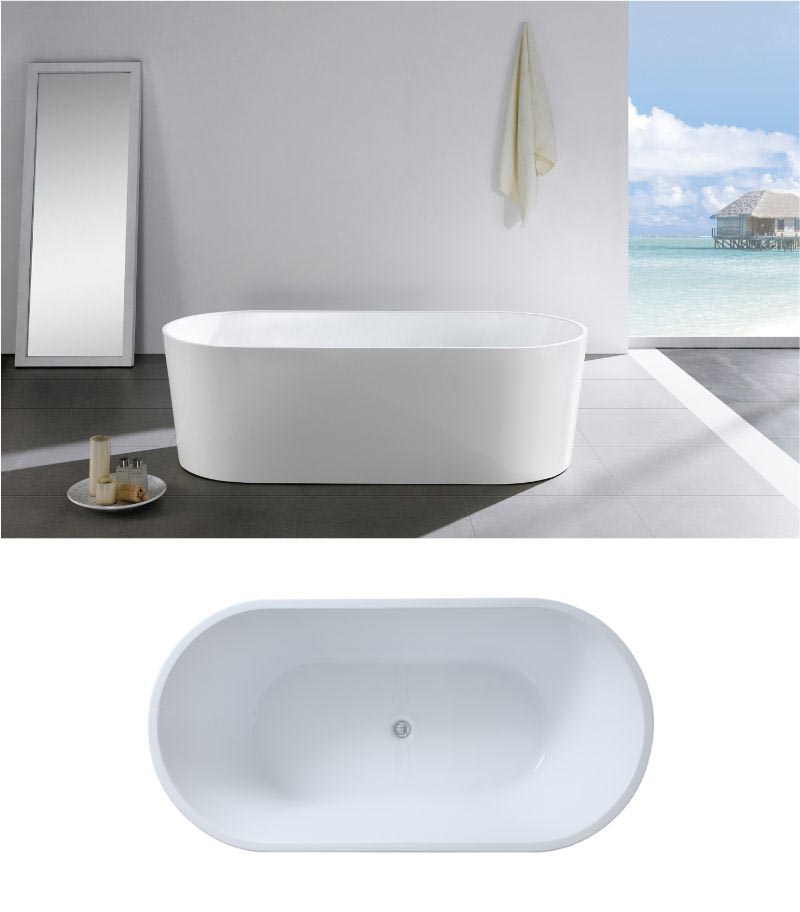 Ovia Freestanding Bathtub - Gloss White Topview