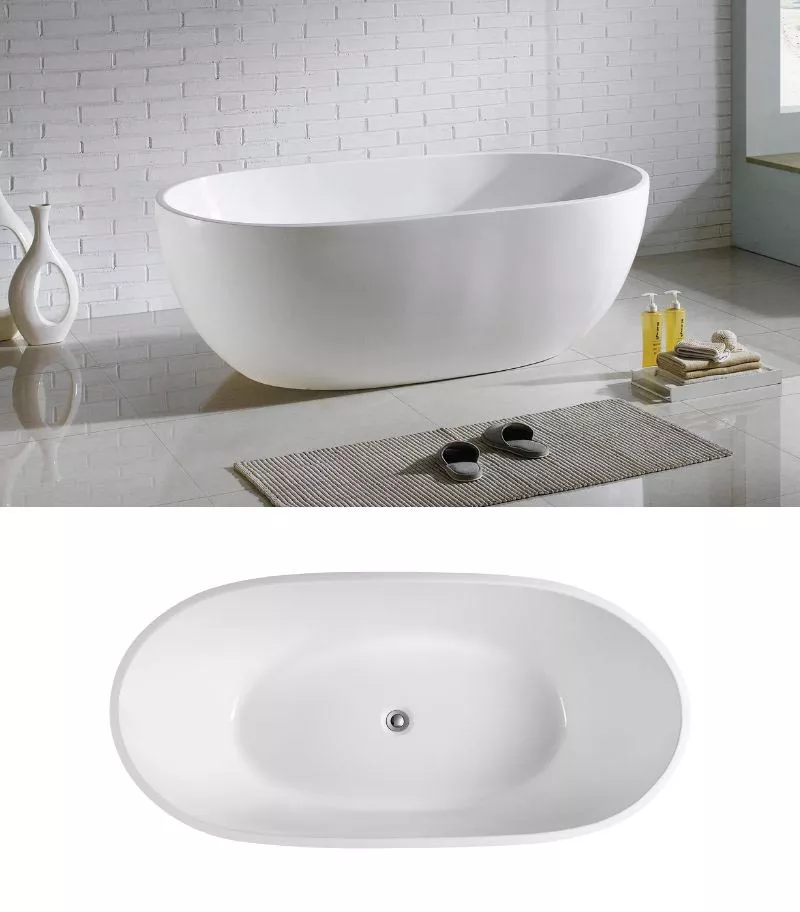 Cocoon Freestanding Matt White Bathtub Lifestyle Background and Topview