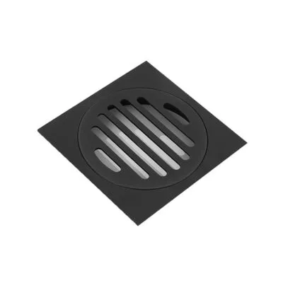 Square Floor Waste 100mm Outlet - Matt Black