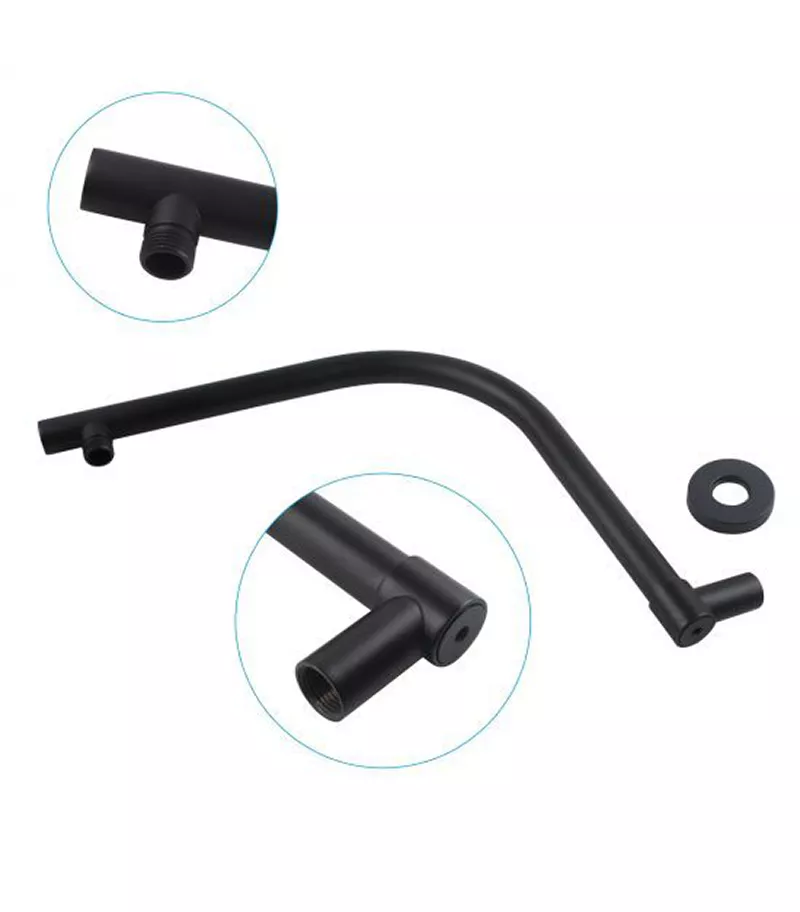 Aqua Round Matt Black Gooseneck Shower Arm