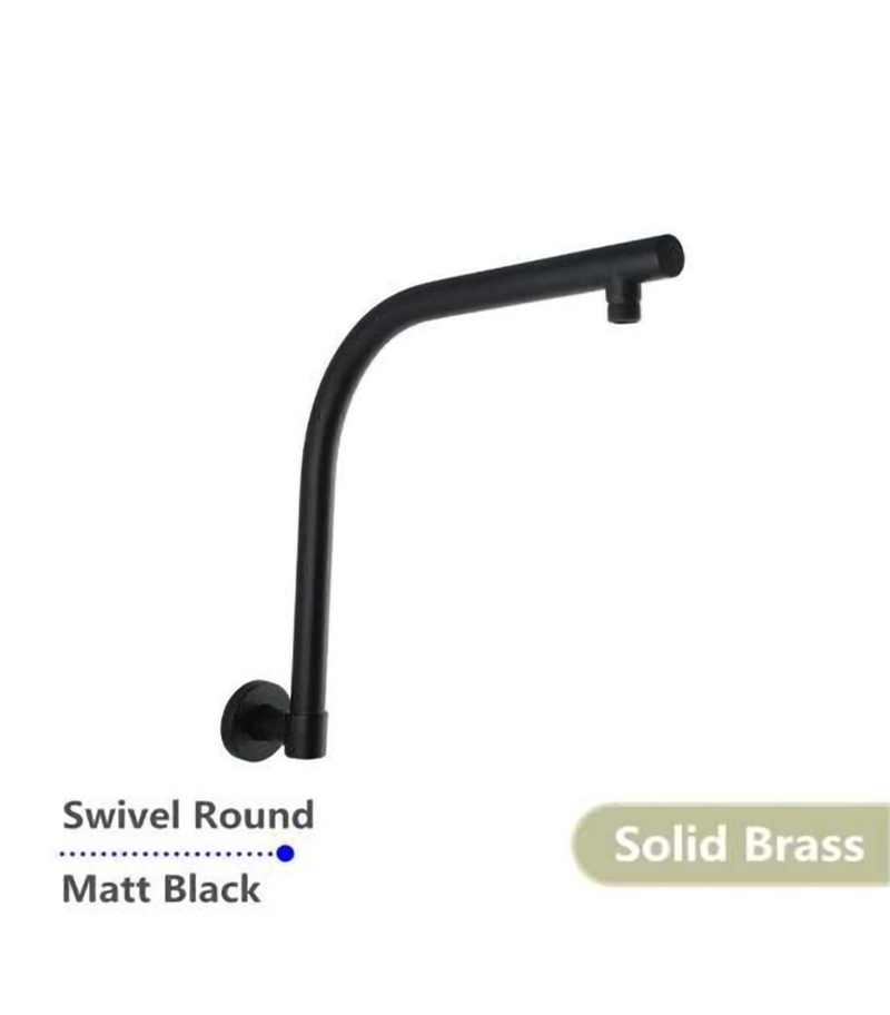 Aqua Round Matt Black Gooseneck Shower Arm