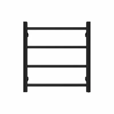 Aqua Square Matt Black Heated Towel Rack 4 Bars