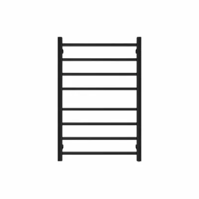 Aqua Square Matt Black Heated Towel Rack 8 Bars