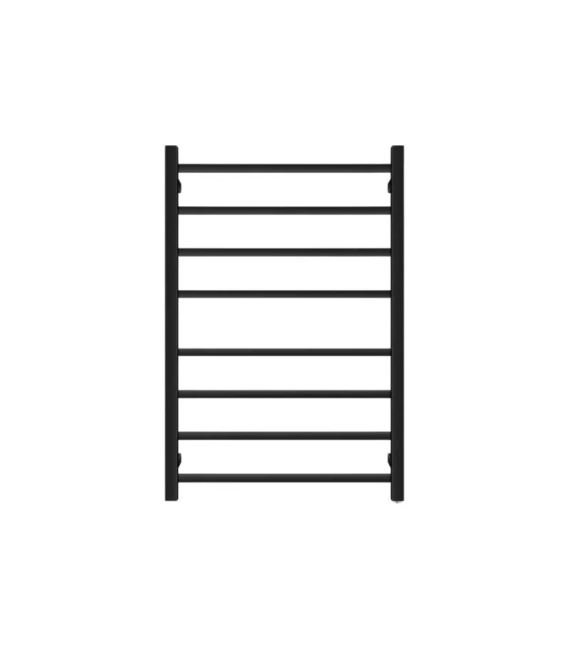 Aqua Square Matt Black Heated Towel Rack 8 Bars