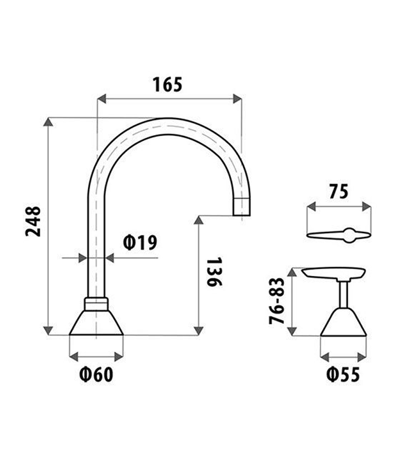 Specification For Kirra Lever Hob Sink Tap Set